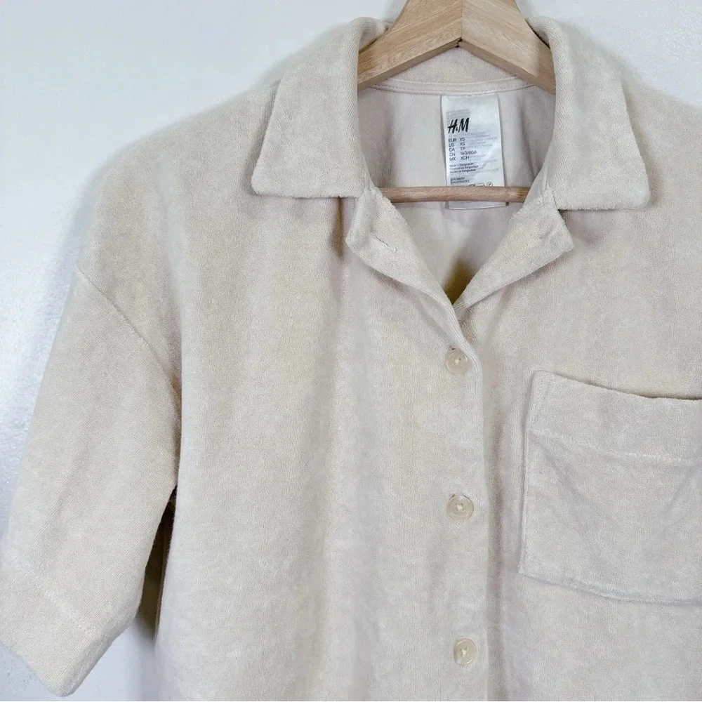 H&M Polo Pyjama Shirt In Beige Color
